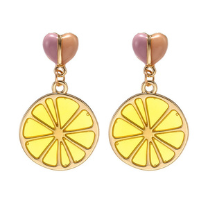 Juicy Lemon Heart Drop Earrings