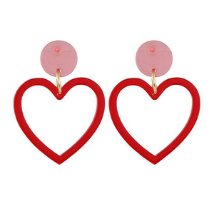 Red Transparent Acrylic Heart Drop Earrings