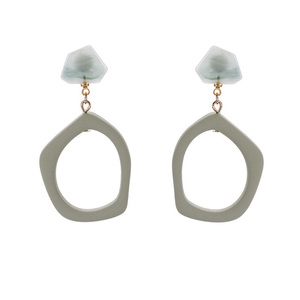 Dark Sea Green Irregular Hoop Drop Earrings