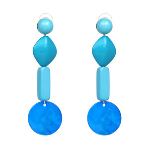 Blue 4-Tier Bead Drop Earrings