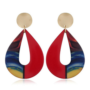 Red and Multicoloured Acrylic Teardrop Drop Earrings