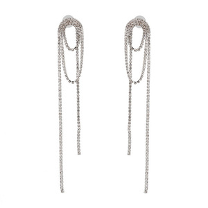Elongated Crystal Tassel Drop Earrings