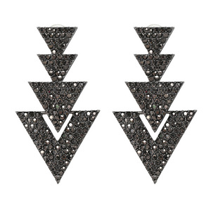 Cascading Black Crystal Pave Triangle Drop Earrings