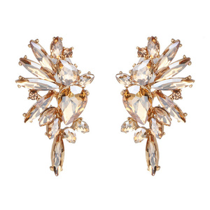 Extravagant Champagne Crystal Embellishment Earrings