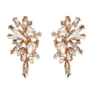 Extravagant Champagne Crystal Embellishment Earrings