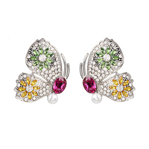 Crystal Embellished Butterfly Stud Earrings