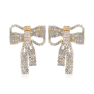 Clear Crystal-Embellished Bow Statement Earrings