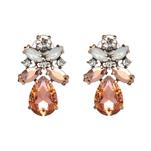 Marquise Teardrop Crystals Vintage Inspired Big Bold Statement Stud Earrings