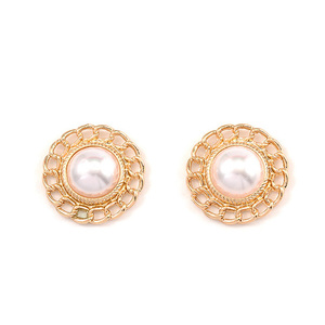 Bridal Gold Tone Faux Pearl Vintage Inspired Stud Earrings