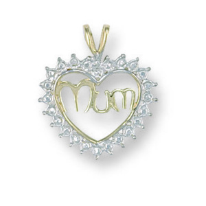 2-Colour 9ct Gold Heart Mum Pendant