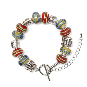 Lampwork European style bracelet with Tibetan silver beads and handmade lampwork beads