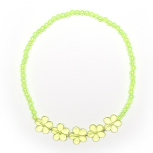 Yellow Green Transparent Acrylic Flowers Necklace with Iron Spacer Beads, Kids Jewelry