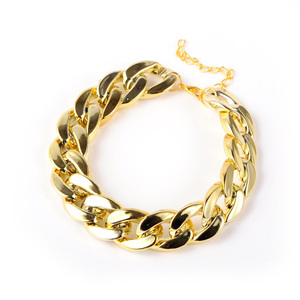Gold-tone acrylic plated with copper curb chain anklet