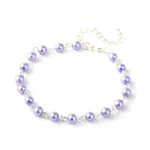 Medium purple glass pearl anklet