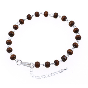 Brown wooden beads anklet