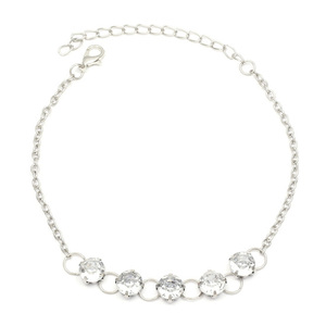 Clear crystals silver-tone anklet
