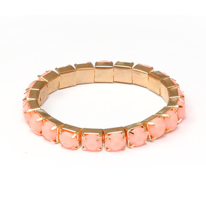 Pearl Pink Acrylic Rhinestone Stretchy Bracelet with Montee Rhinestone Beads