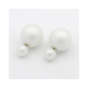 White matte acrylic bead double sided ear studs