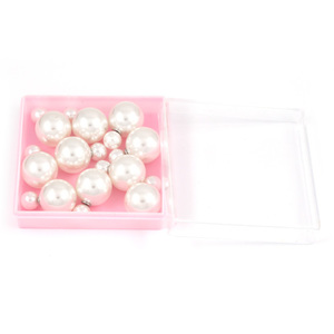 Box of 5 pairs white ABS acrylic pearl bead double sided stud earrings