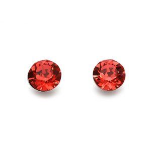 Indian red Austrian crystal stud earrings with Sterling Silver posts and backs