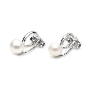White Round Freshwater Pearl Sterling Silver Clip On Earrings
