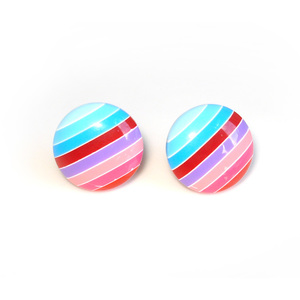 Mulitcoloured striped round stud earrings