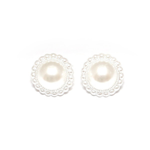 White pearly round button stud earrings