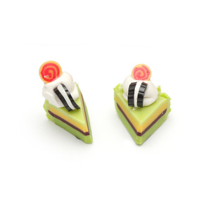 Green Cake Slice Polymer Clay Earrings