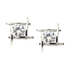 Sparkling CZ silver-tone clip on earrings