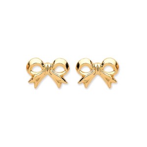 9ct Yellow Gold Bow Stud Earrings 