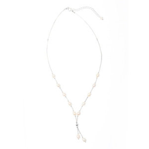Sterling silver necklace with white freshwater pearls