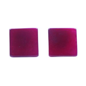 Fuchsia Square Tagua Clip On Earrings