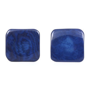 Blue Squares Tagua Clip-on Earrings, 20mm