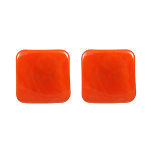 Orange Squares Tagua Clip-on Earrings, 20mm