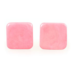 Rosa Tagua Quadrate Ohrclips, 20mm