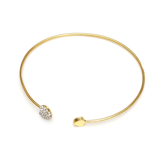 Crystal studded heart gold-plated bracelet bangle...