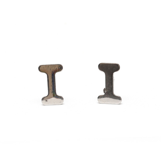 Stainless steel initial I stud earrings