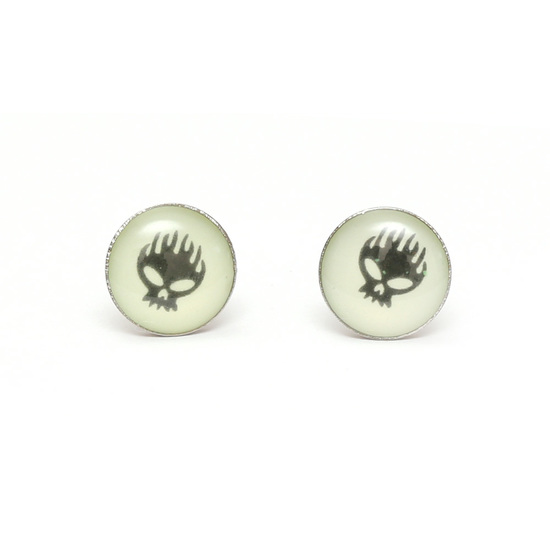 Stainless steel luminous round stud earrings with skull pattern