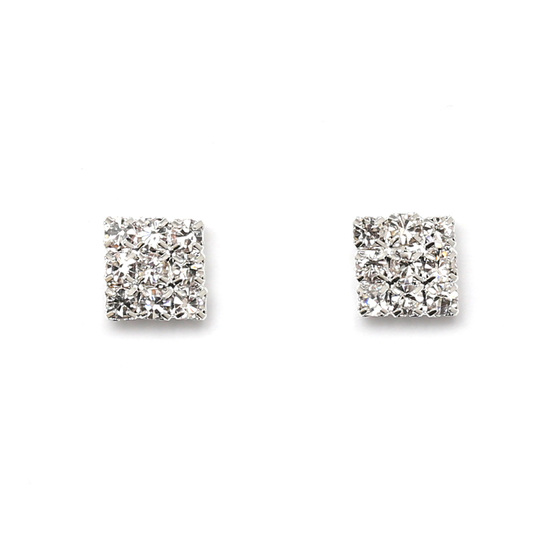 Crystal square magnetic clip-on earrings