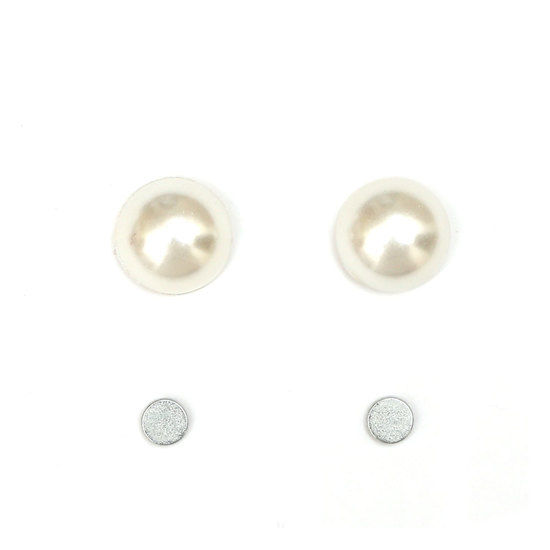 Round flat back pearl style magnetic earrings for non-pierced ears