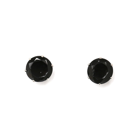 Black CZ crystal round magnetic clip-on earrings