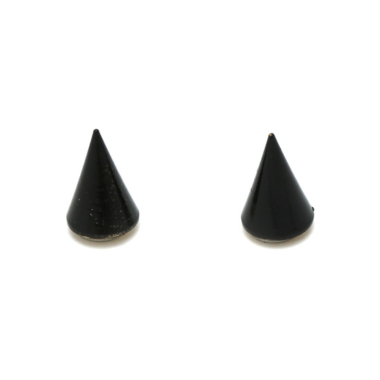 Black cone spike magnetic clip-on earrings