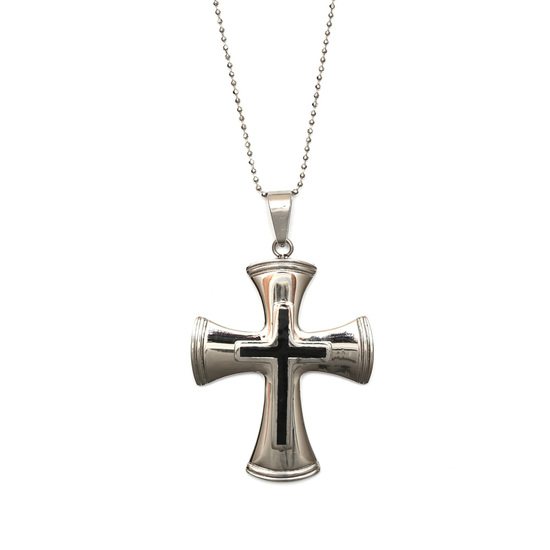 Mens 316L Stainless steel silver cross pendant...