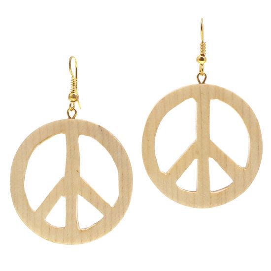 "Peace" Wooden Earrings made from Haldu Wood (6cm long)