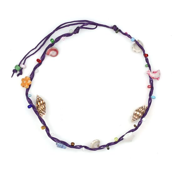 Handmade Shells with Multicoloured Beads Purple...