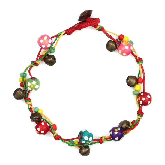 Handmade Dainty Floral Wooden Beads with Bells...