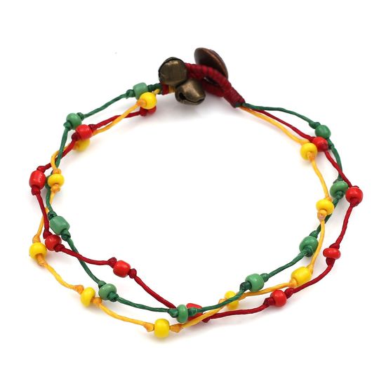 Handmade Green Red Yellow Beads Triple-strand...