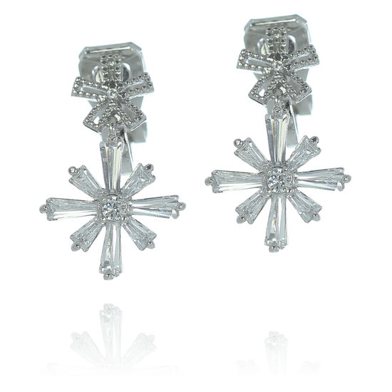 Snowflake White Gold-plated Clip-on Earrings