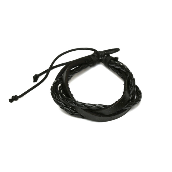Unisex black multi strand leather bracelet ideal for men and women
