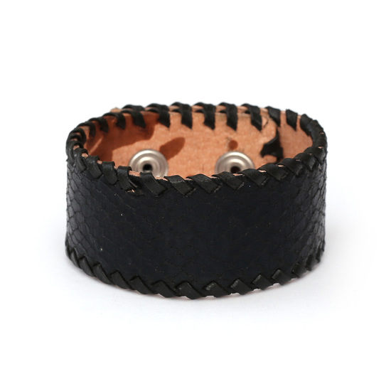 Unisex black organic leather bracelet ideal for men and women